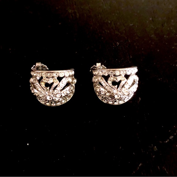 Kenneth Jay Lane KJL Sparkly Crystal Hoop Earrings - Picture 1 of 5